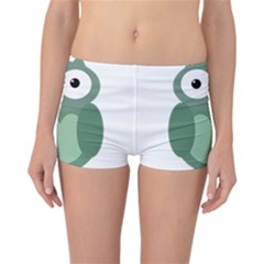 Green Cute Transparent Owl Reversible Boyleg Bikini Bottoms by Valentinaart