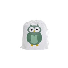 Green Cute Transparent Owl Drawstring Pouches (xs)  by Valentinaart