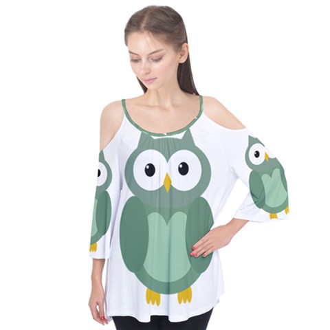 Green Cute Transparent Owl Flutter Tees by Valentinaart