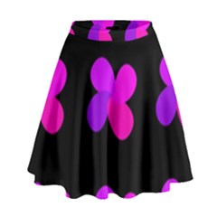 Purple Flowers High Waist Skirt by Valentinaart