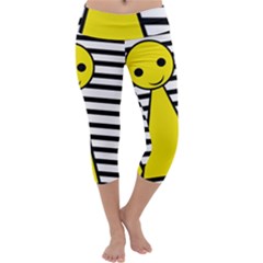 Yellow Pawn Capri Yoga Leggings by Valentinaart