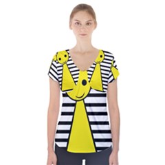 Yellow Pawn Short Sleeve Front Detail Top by Valentinaart