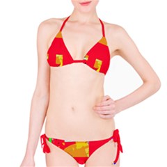 Red Abstraction Bikini Set by Valentinaart