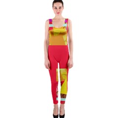 Red Abstraction Onepiece Catsuit by Valentinaart