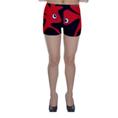 Red Amoeba Skinny Shorts by Valentinaart