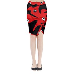 Red Amoeba Midi Wrap Pencil Skirt by Valentinaart