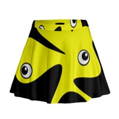 Yellow Amoeba Mini Flare Skirt by Valentinaart