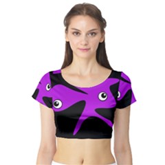 Purple Amoeba Short Sleeve Crop Top (tight Fit) by Valentinaart