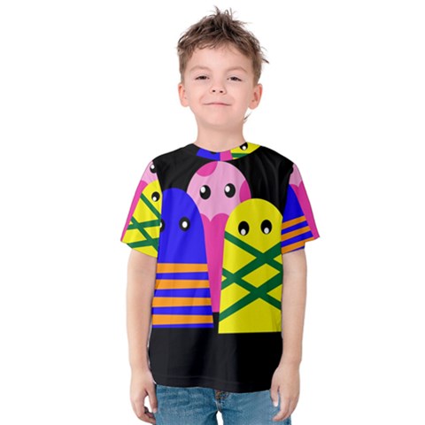 Three Monsters Kid s Cotton Tee by Valentinaart