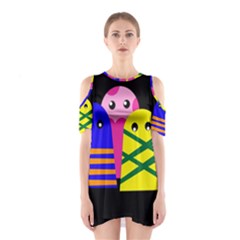 Three Monsters Cutout Shoulder Dress by Valentinaart