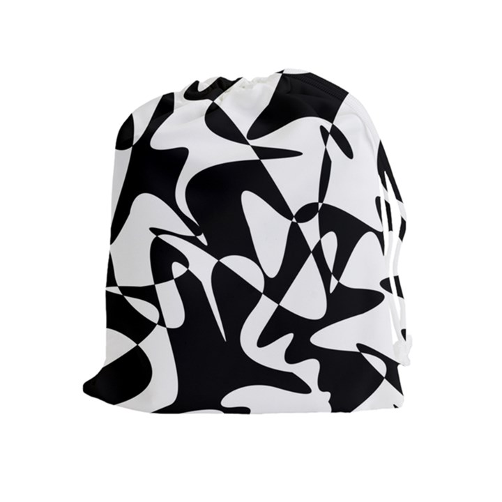 Black and white elegant pattern Drawstring Pouches (Extra Large)