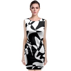 Black And White Elegant Pattern Classic Sleeveless Midi Dress by Valentinaart