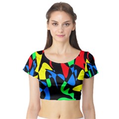 Colorful abstraction Short Sleeve Crop Top (Tight Fit)