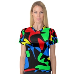 Colorful abstraction Women s V-Neck Sport Mesh Tee