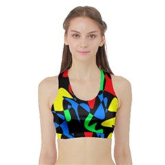 Colorful Abstraction Sports Bra With Border