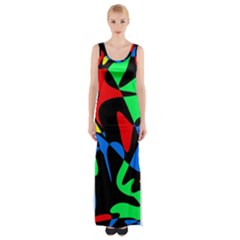 Colorful abstraction Maxi Thigh Split Dress