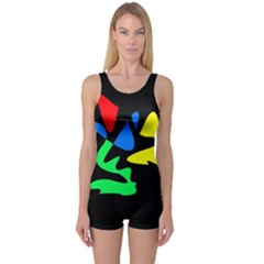 Colorful Abstraction One Piece Boyleg Swimsuit by Valentinaart