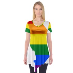 Lgbt Flag Map Of Washington, D C Short Sleeve Tunic 