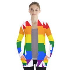 Lgbt Flag Map Of Washington, D C Women s Open Front Pockets Cardigan(p194)