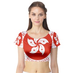 Emblem Of Hong Kong  Short Sleeve Crop Top (tight Fit) by abbeyz71