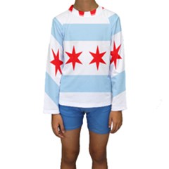 Flag Of Chicago Kid s Long Sleeve Swimwear
