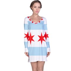 Flag Of Chicago Long Sleeve Nightdress