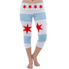 Flag Of Chicago Capri Yoga Leggings