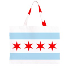 Flag Of Chicago Zipper Large Tote Bag