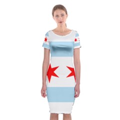 Flag Of Chicago Classic Short Sleeve Midi Dress