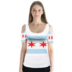 Flag Of Chicago Butterfly Sleeve Cutout Tee 