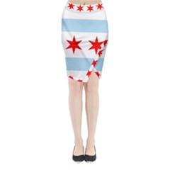 Flag Of Chicago Midi Wrap Pencil Skirt