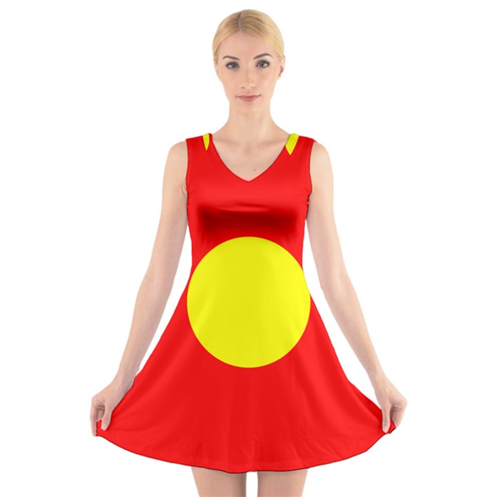 Flag Of Freetown Christiania V-Neck Sleeveless Skater Dress