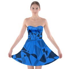 Blue Pattern Strapless Dresses by Valentinaart