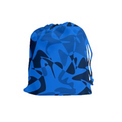 Blue Pattern Drawstring Pouches (large)  by Valentinaart