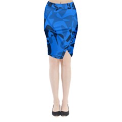 Blue Pattern Midi Wrap Pencil Skirt by Valentinaart