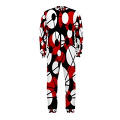 Red, Black And White Pattern Onepiece Jumpsuit (kids)