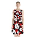 Red, black and white pattern Sleeveless Waist Tie Dress View1