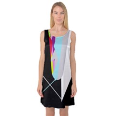 Colorful Abstraction Sleeveless Satin Nightdress