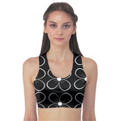 Black And White Floral Pattern Sports Bra by Valentinaart