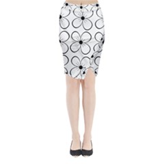 White Flowers Pattern Midi Wrap Pencil Skirt by Valentinaart