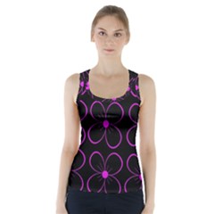 Purple Floral Pattern Racer Back Sports Top by Valentinaart