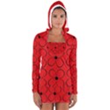 Red floral pattern Women s Long Sleeve Hooded T-shirt View1