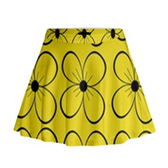 Yellow Floral Pattern Mini Flare Skirt by Valentinaart