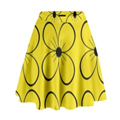 Yellow Floral Pattern High Waist Skirt by Valentinaart
