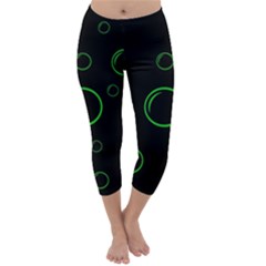 Green Buubles Pattern Capri Winter Leggings  by Valentinaart