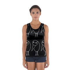 Black And White Birds Women s Sport Tank Top  by Valentinaart