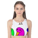 Colorful birds Tank Bikini Top View1