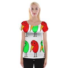 Green And Red Birds Women s Cap Sleeve Top by Valentinaart