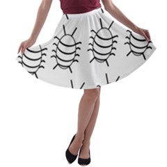 White Bug Pattern A-line Skater Skirt by Valentinaart