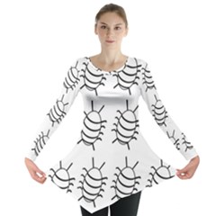 White Bug Pattern Long Sleeve Tunic  by Valentinaart